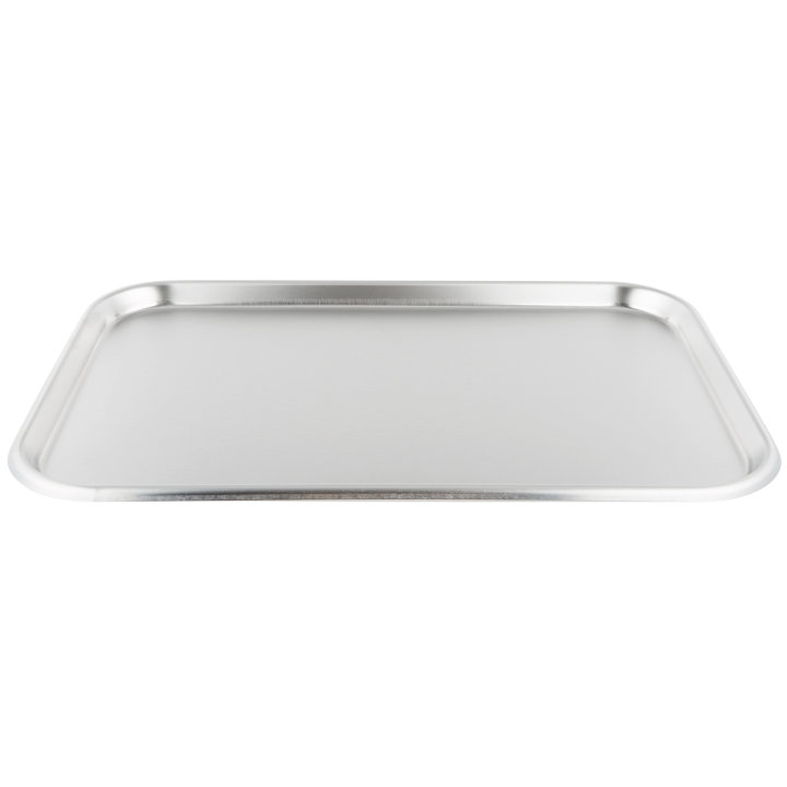 17-inch oblong stainless steel serving and display tray with satin finish