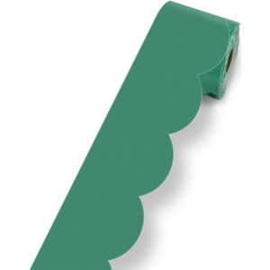 Grow Together Jade Green Rolled Scalloped Bulletin Board Borders, 65 Feet
