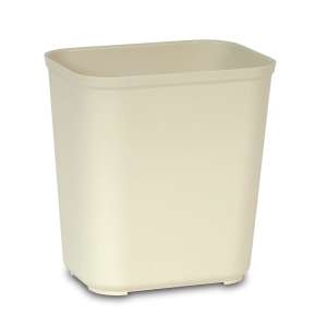Rubbermaid Commercial, Fire Resistant, 7 gal, Resin, Beige, Rectangle, Receptacle