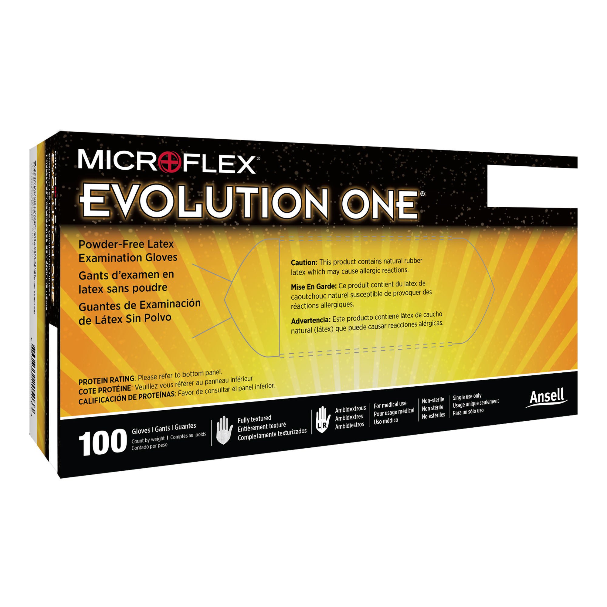 Evolution One® Latex Exam Glove, Medium, White
