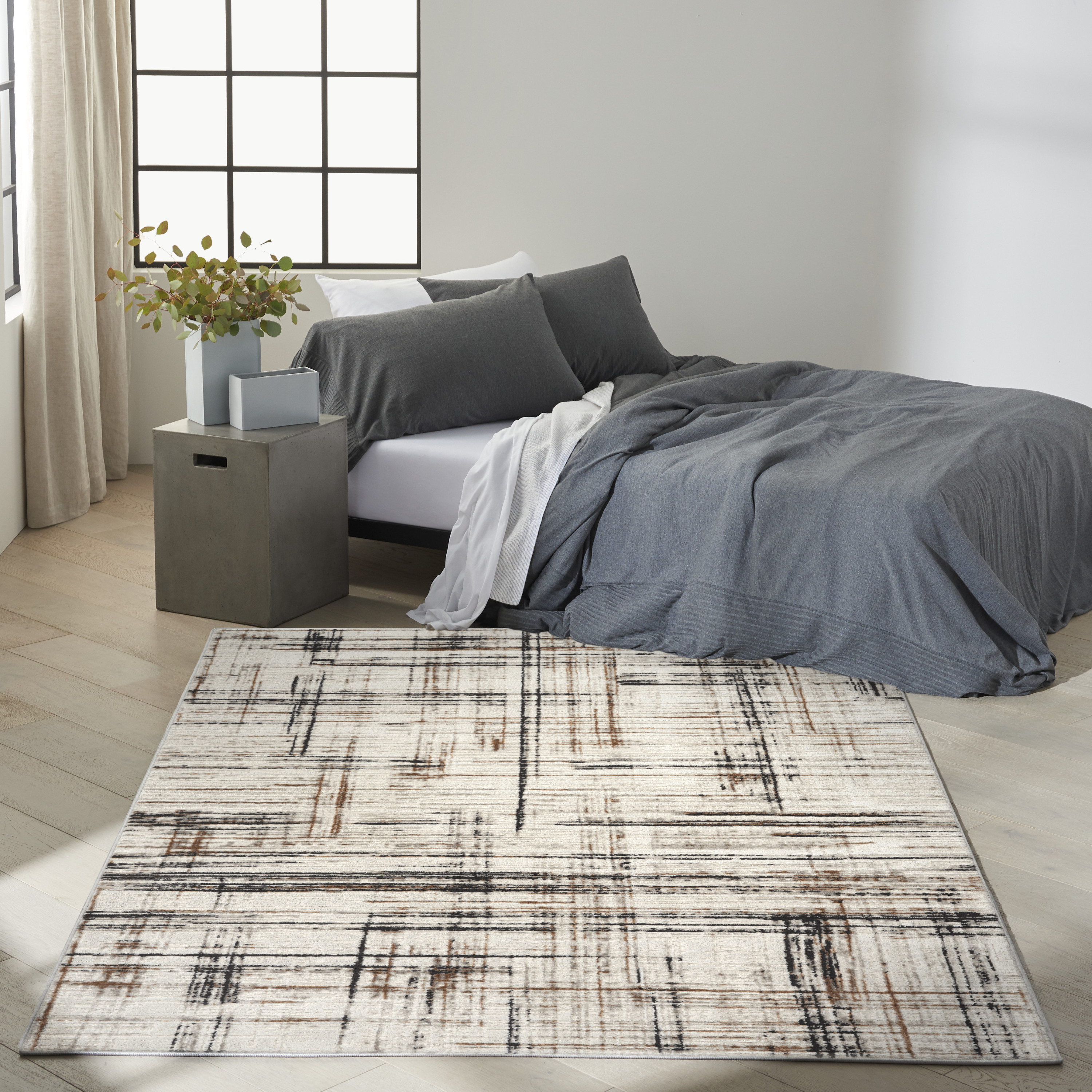 Calvin Klein CK029 Captivating 7'10" x 9'10" Ivory Multicolor Modern Indoor Rug