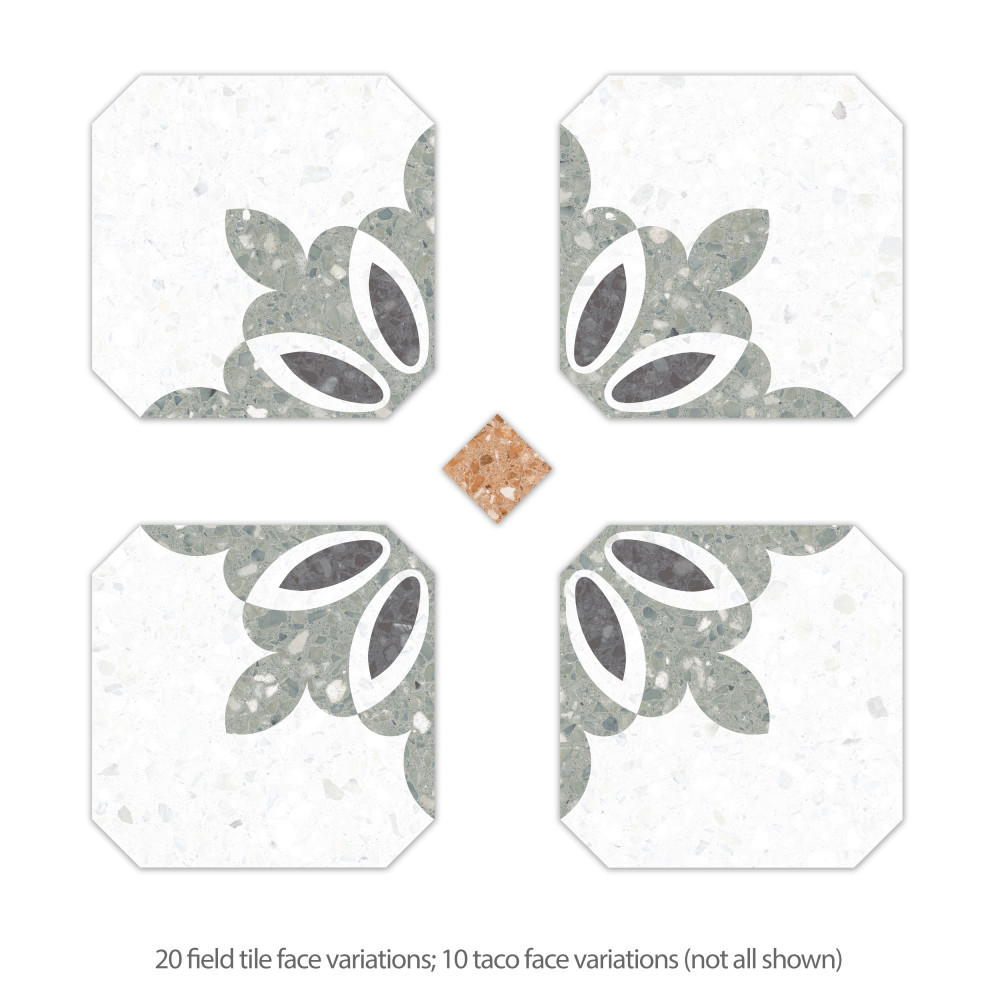 Riviera Octagon Verde with Taco Rojizo 7-7/8 in. x 7-7/8 in. Porcelain Floor and Wall Tile