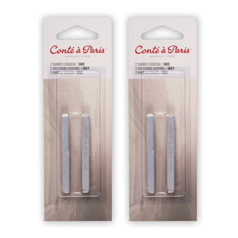 Carrés Esquisse Sketching Pastel Crayons, Grey (2457), 2 Per Pack, 2 Packs