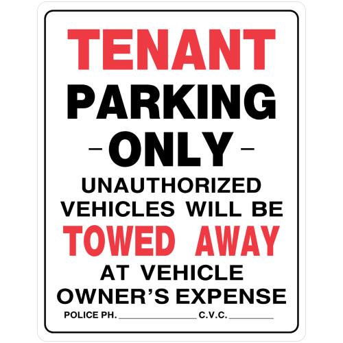 Tenant Parking Only Sign (19