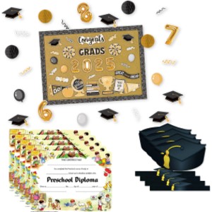 Preschool Graduation Party Kit, Classroom Décor, Graduation Crowns & Diplomas