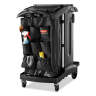 Rubbermaid Commercial, Executive Compact Housekeeping Cart  High Capacity with Doors and Hood, Black