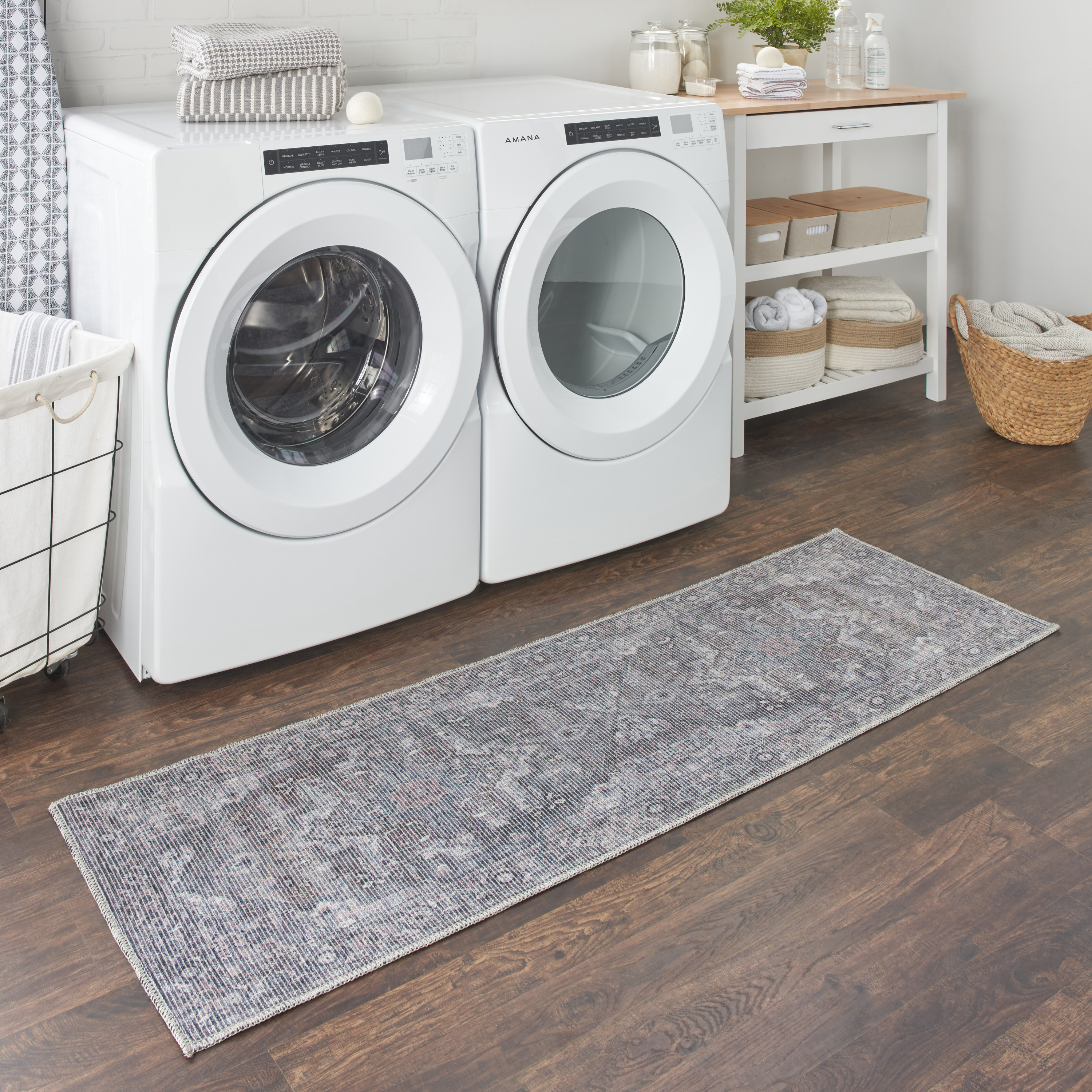 Nourison New Concept Washables 2' x 6' Grey Vintage Indoor Rug