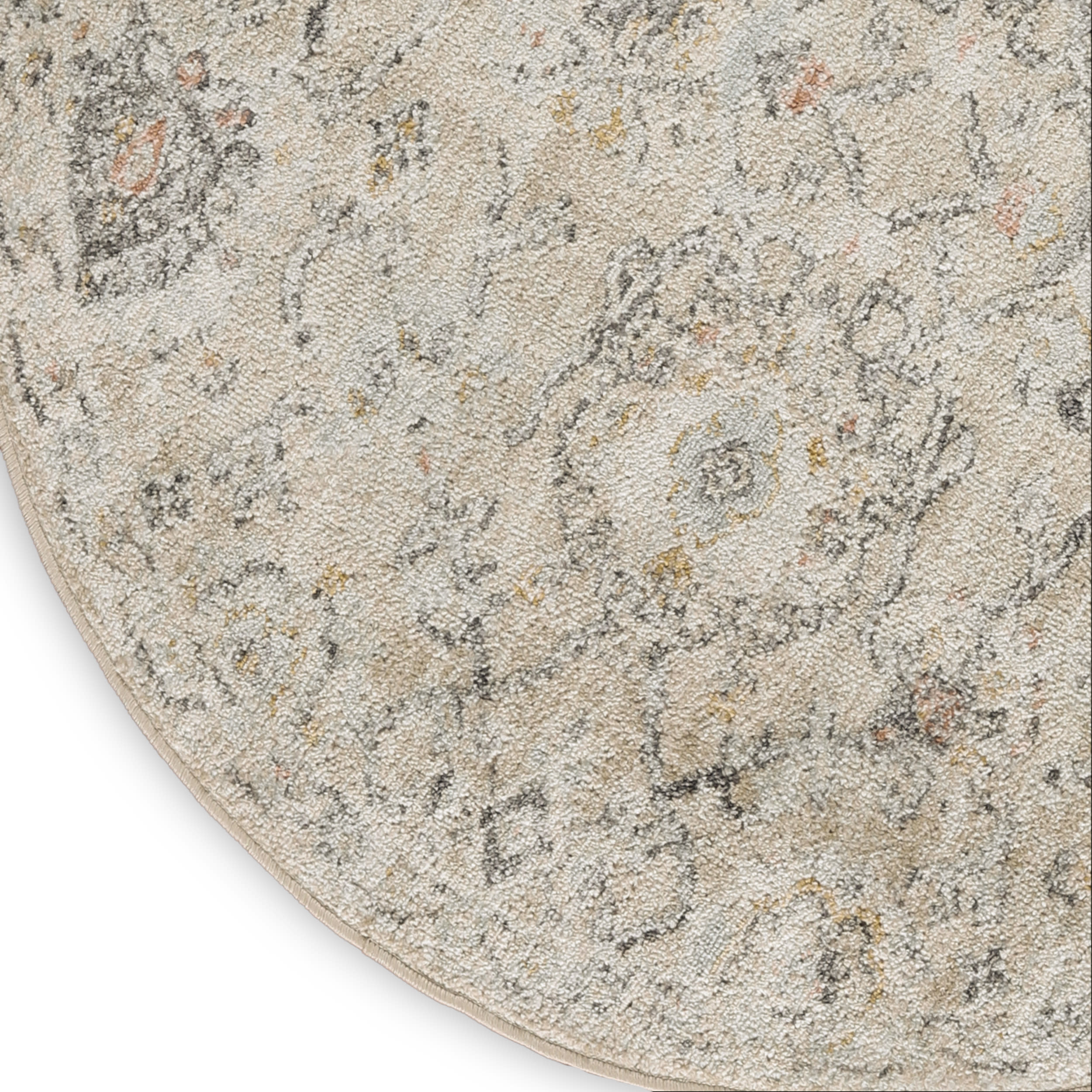 Nourison Oushak Home 4' x Round Cream Vintage Indoor Rug
