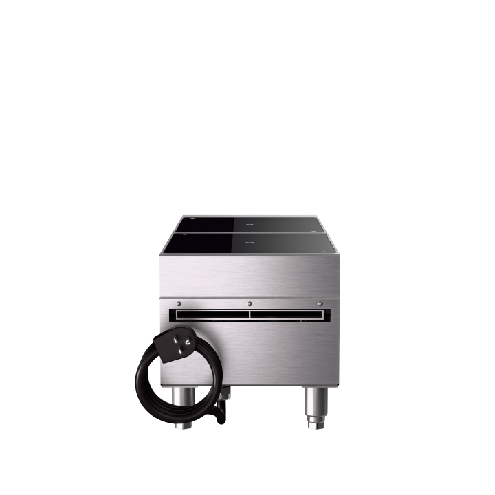 208- to 240-volt two-hob heavy-duty induction range with temperature control probe and programs