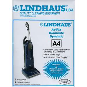 LDHA4, Lindhaus, Paper Vacuum Bags 8Pk W 2 Filter