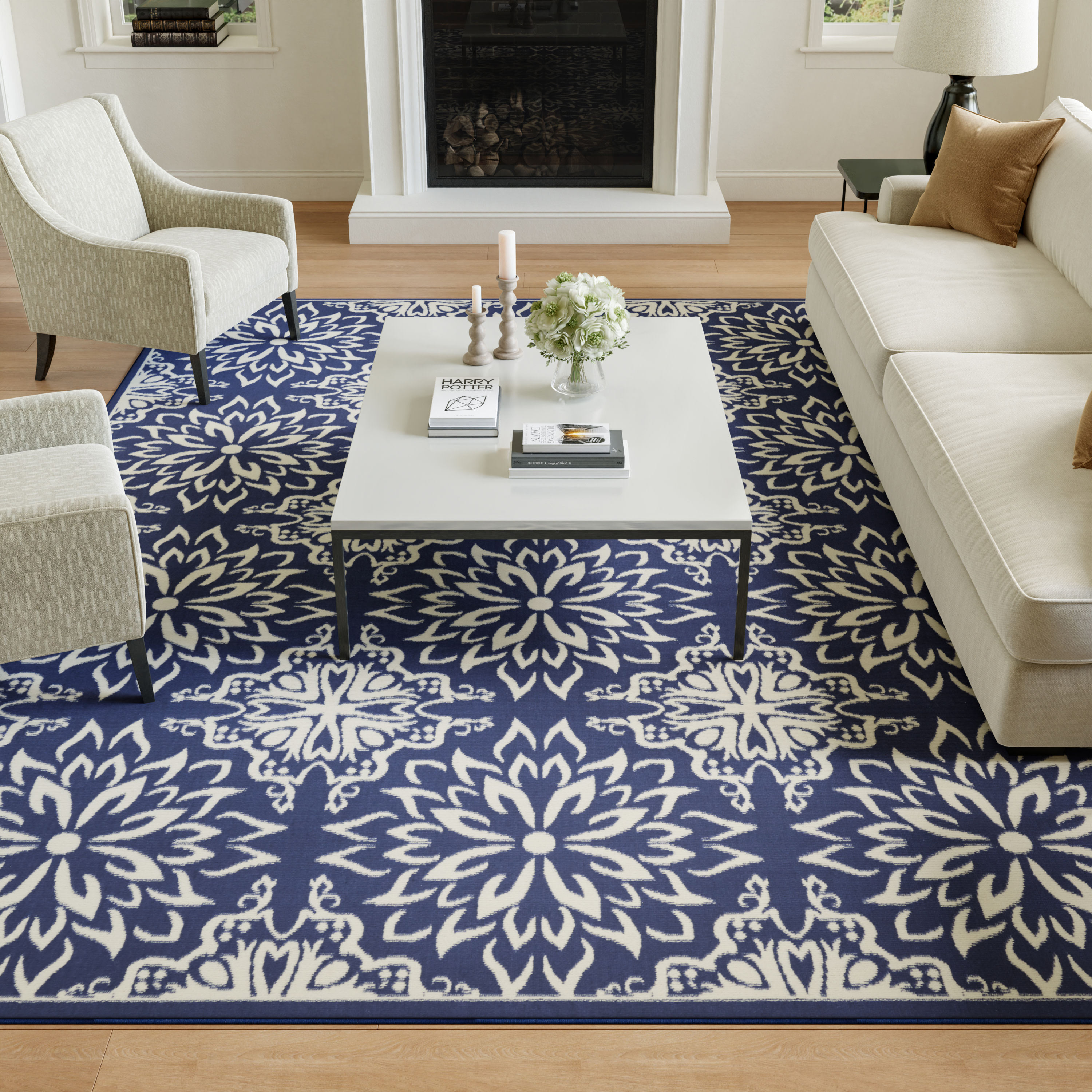 Nourison Jubilant 7'10" x 9'10" Navy Ivory Farmhouse Indoor Rug