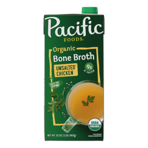 Pacific Foods® Organic Unsalted Chicken Bone Broth, 32 oz Carton (Case of 12)