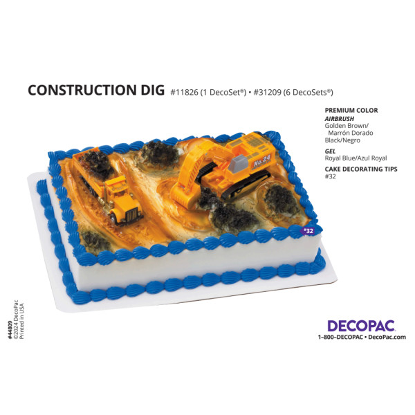 Construction Dig Cake Decorating Instruction Card