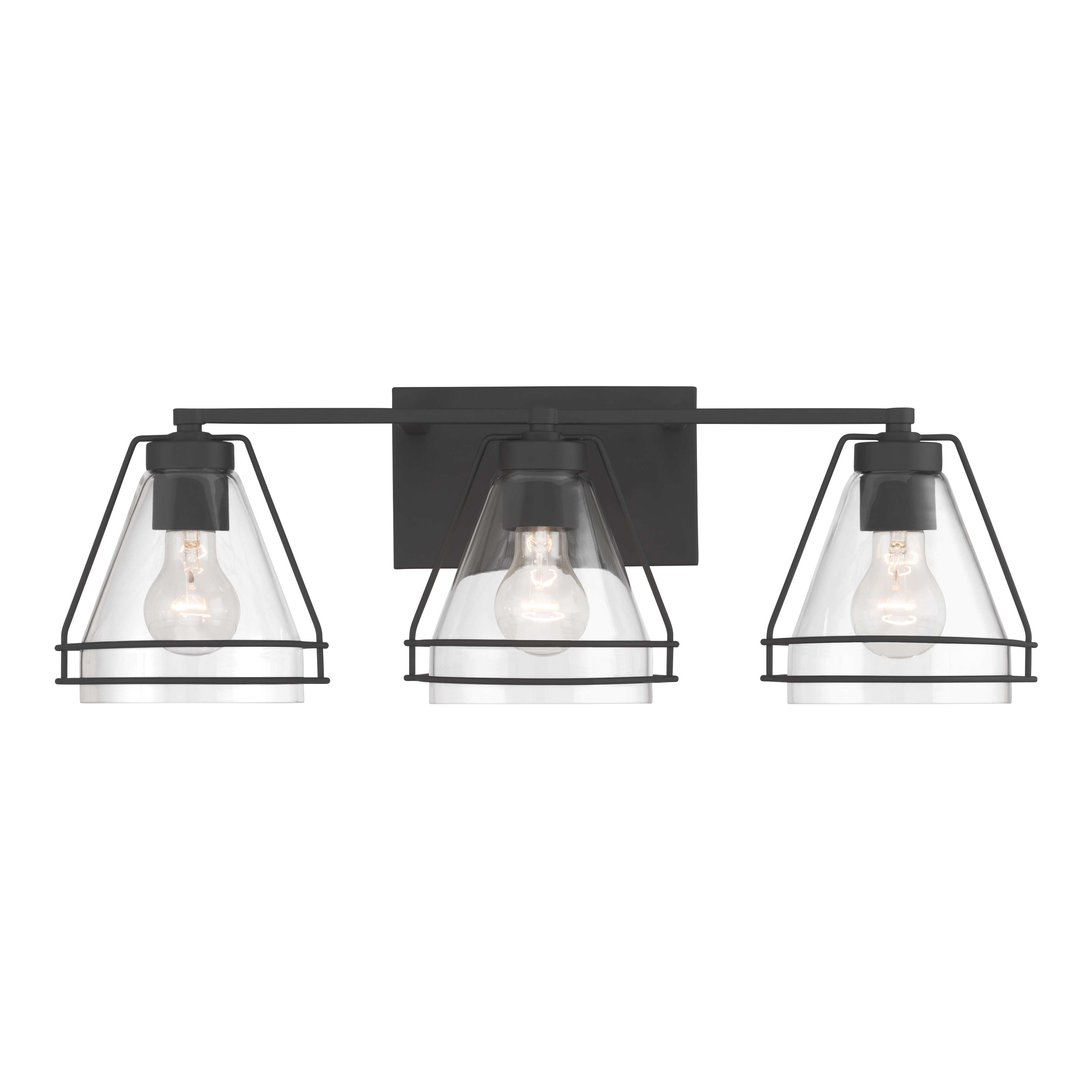 3-Light Vanity - Dark Matte Black with Clear Glass - alternate view