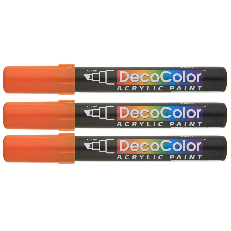 DecoColor® Acrylic Paint Marker, 315-S, Chisel Tip, Pumpkin #87, Set of 3