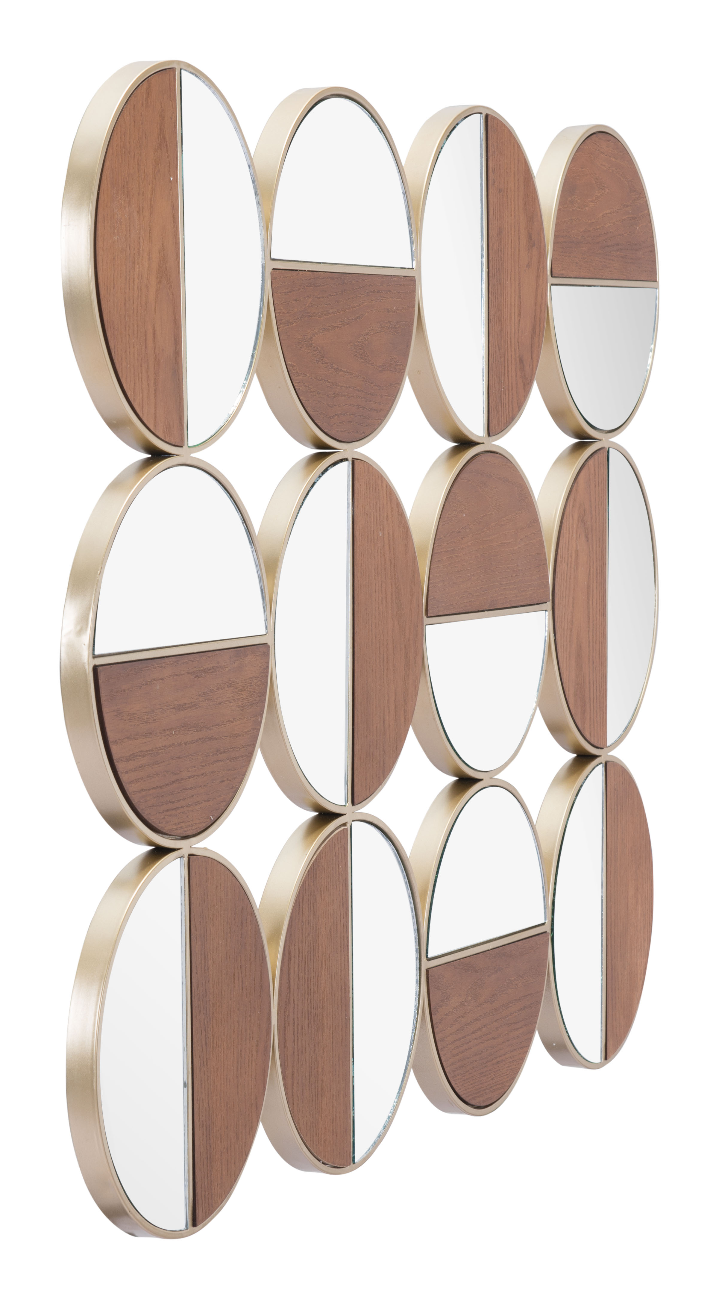 Cycle Round Mirror Gold & Walnut product image