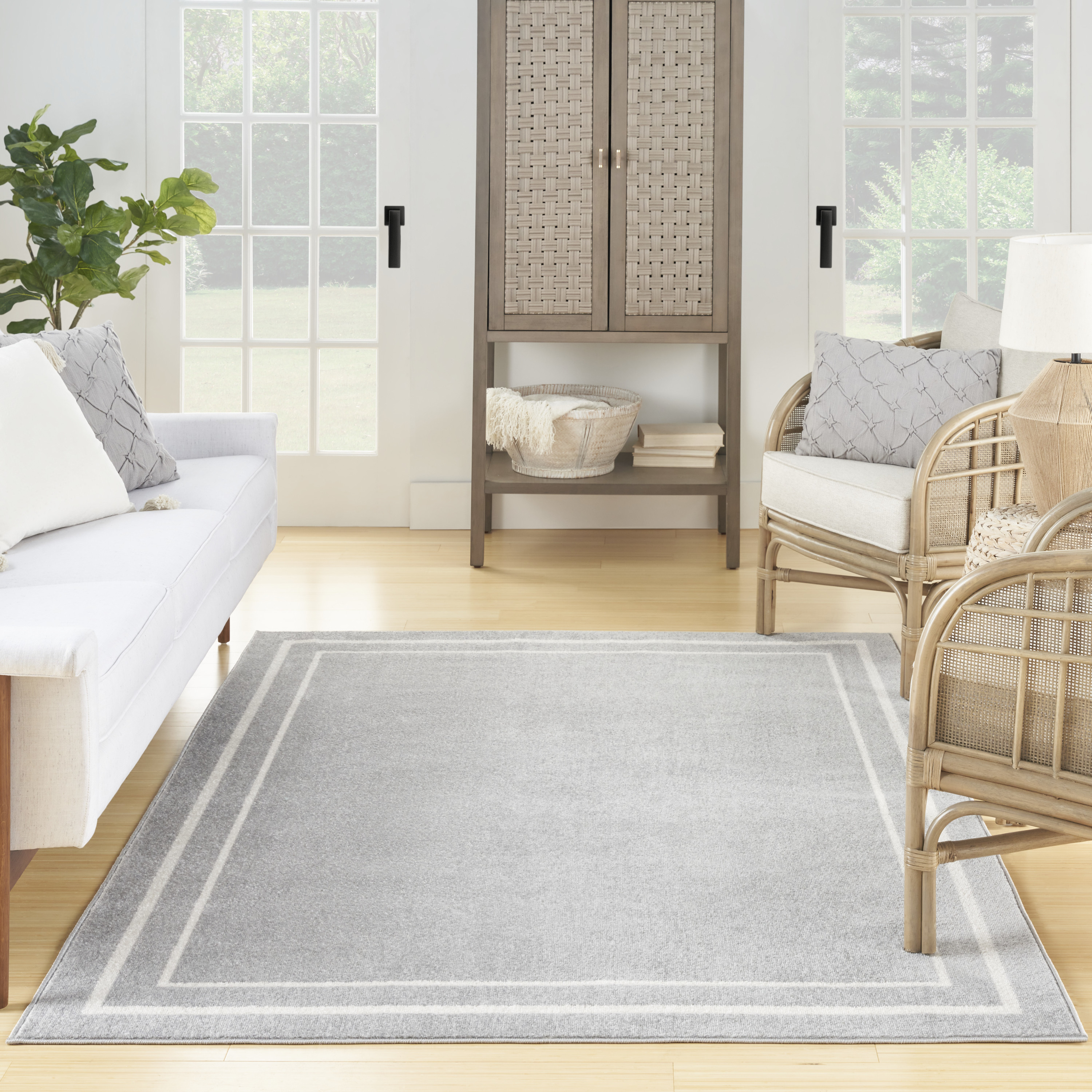 Nourison Nourison Essentials 4' x 6' Grey Ivory Contemporary Rug