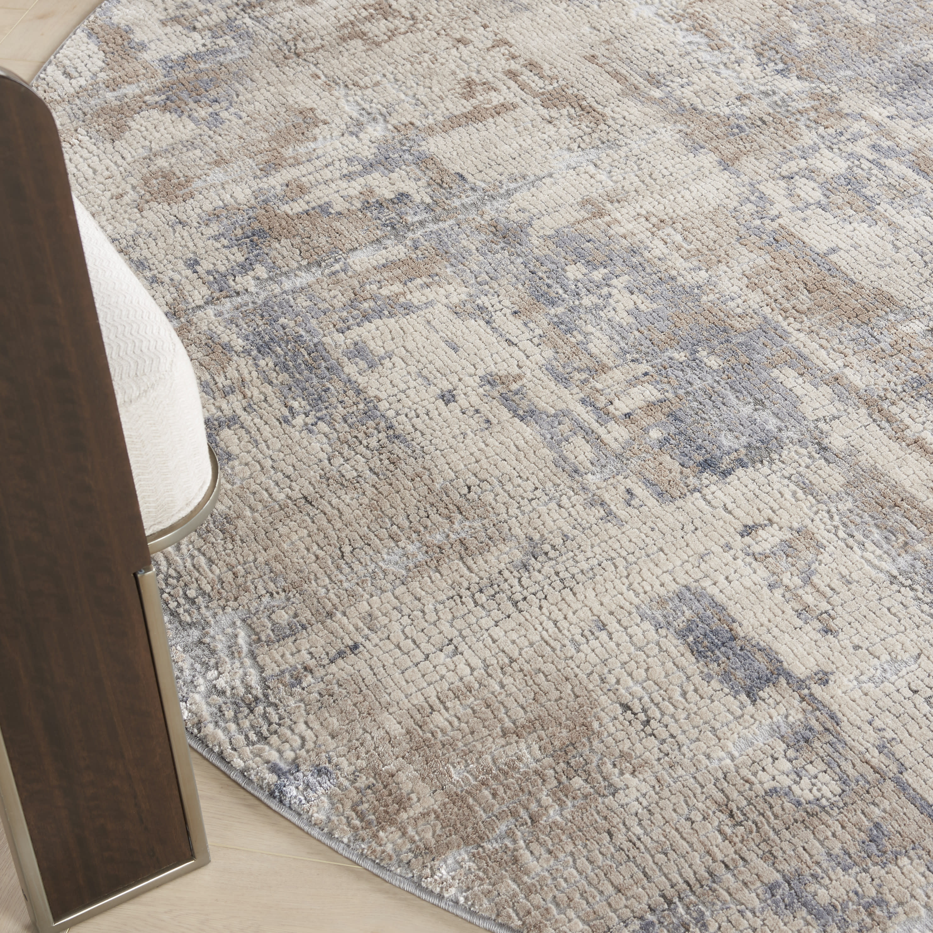 Nourison Rustic Textures 7’10” x Round Beige Grey Modern Indoor Rug