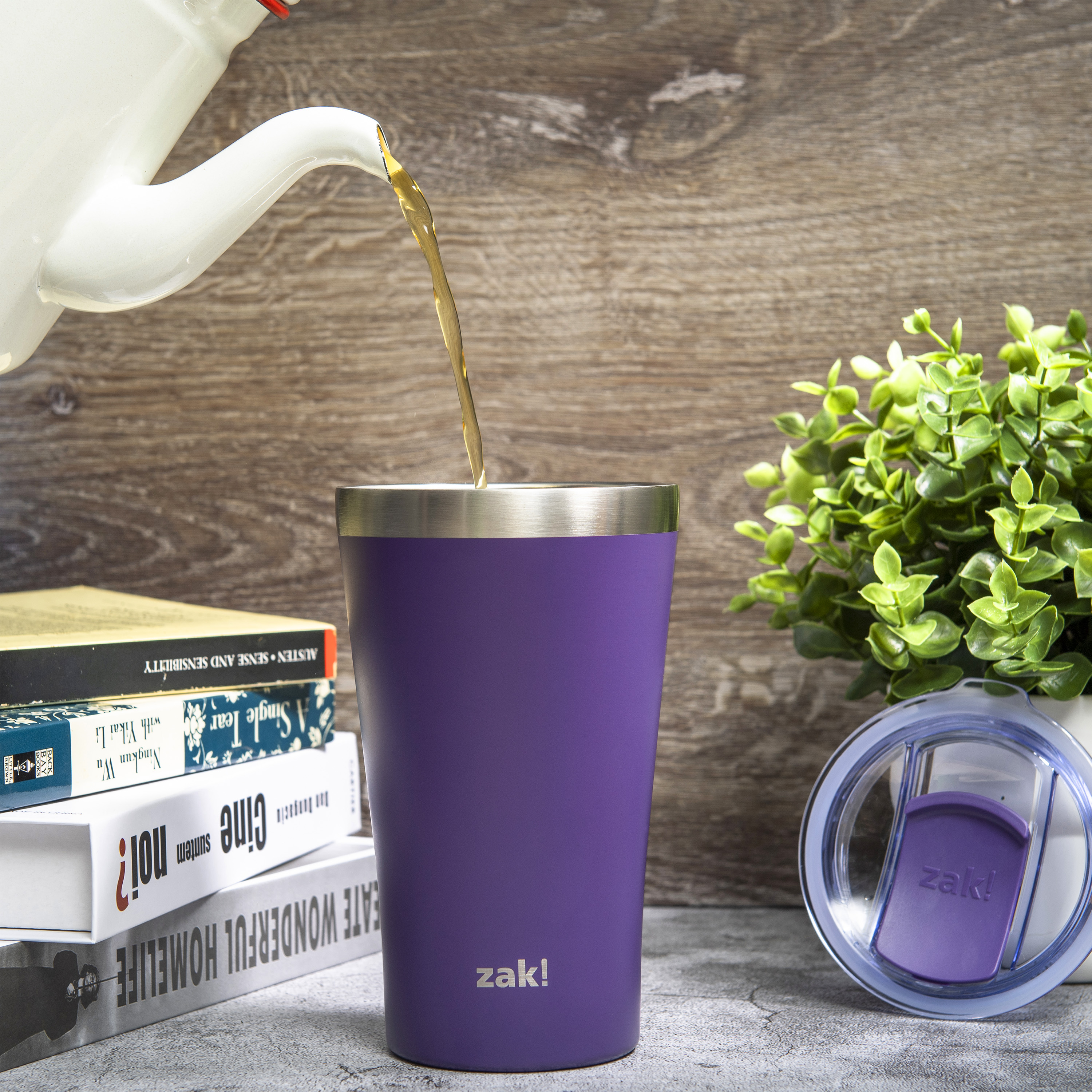 Zak Hydration 20 ounce Reusable Vacuum Insulated Stainless Steel Tumbler with Straw, Viola slideshow image 3 Zak Hydration 20 ounce Reusable Vacuum Insulated Stainless Steel Tumbler with Straw, Viola slideshow image 3