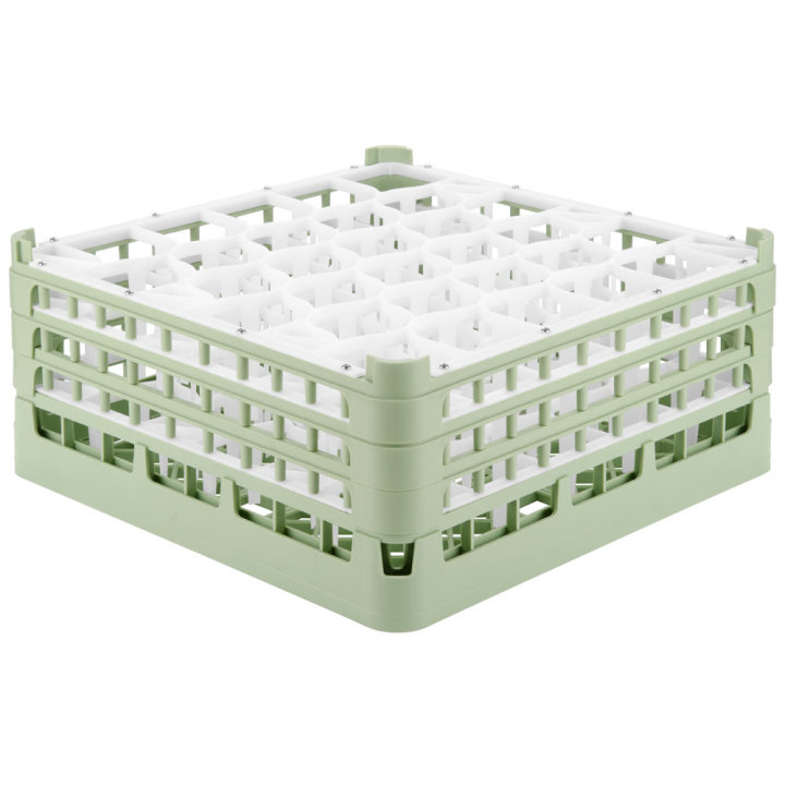 Signature Lemon Drop™ 30 compartment rack with extra-tall-plus height in Light Green and top extender in Light Green