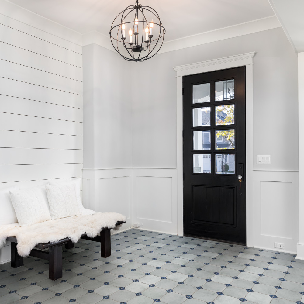 Renaissance Deco Indigo Corner 7-7/8 in. x 7-7/8 in. Porcelain Floor and Wall Tile