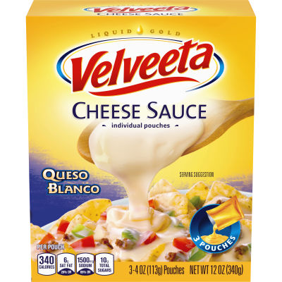 Velveeta Queso Blanco Cheese Sauce Pouches, 3 ct Box, 4 oz Packets
