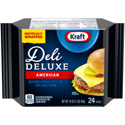Kraft Deli Deluxe American Cheese Individually Wrapped Slices, 24 ct Pack