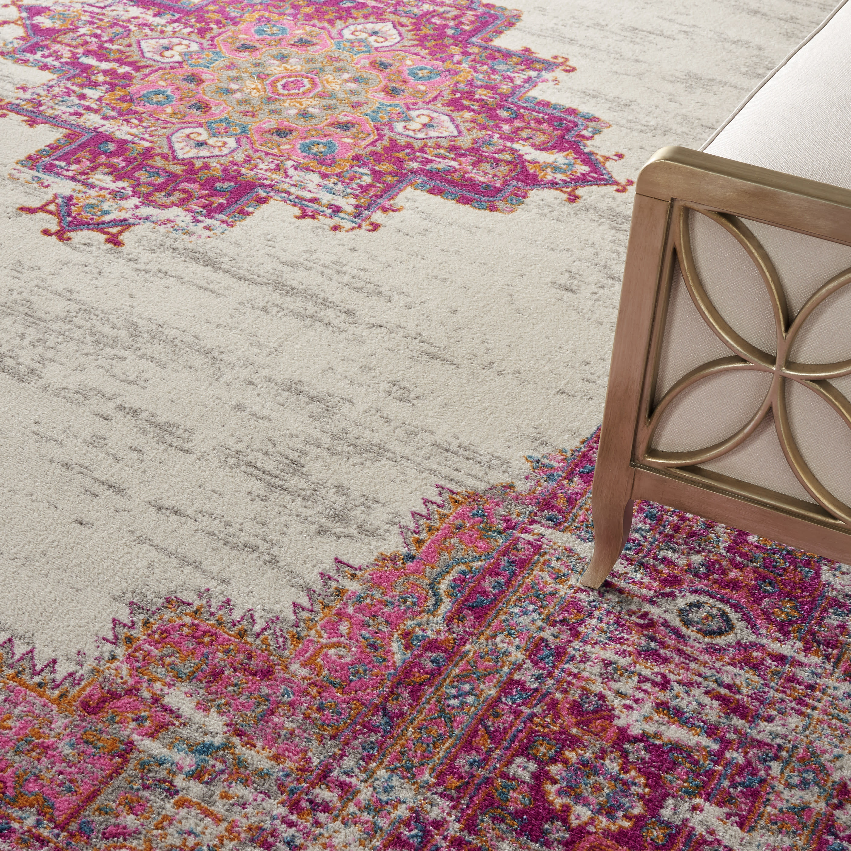Nourison Passion 12' x 18' Ivory Fuchsia Bohemian Indoor Rug