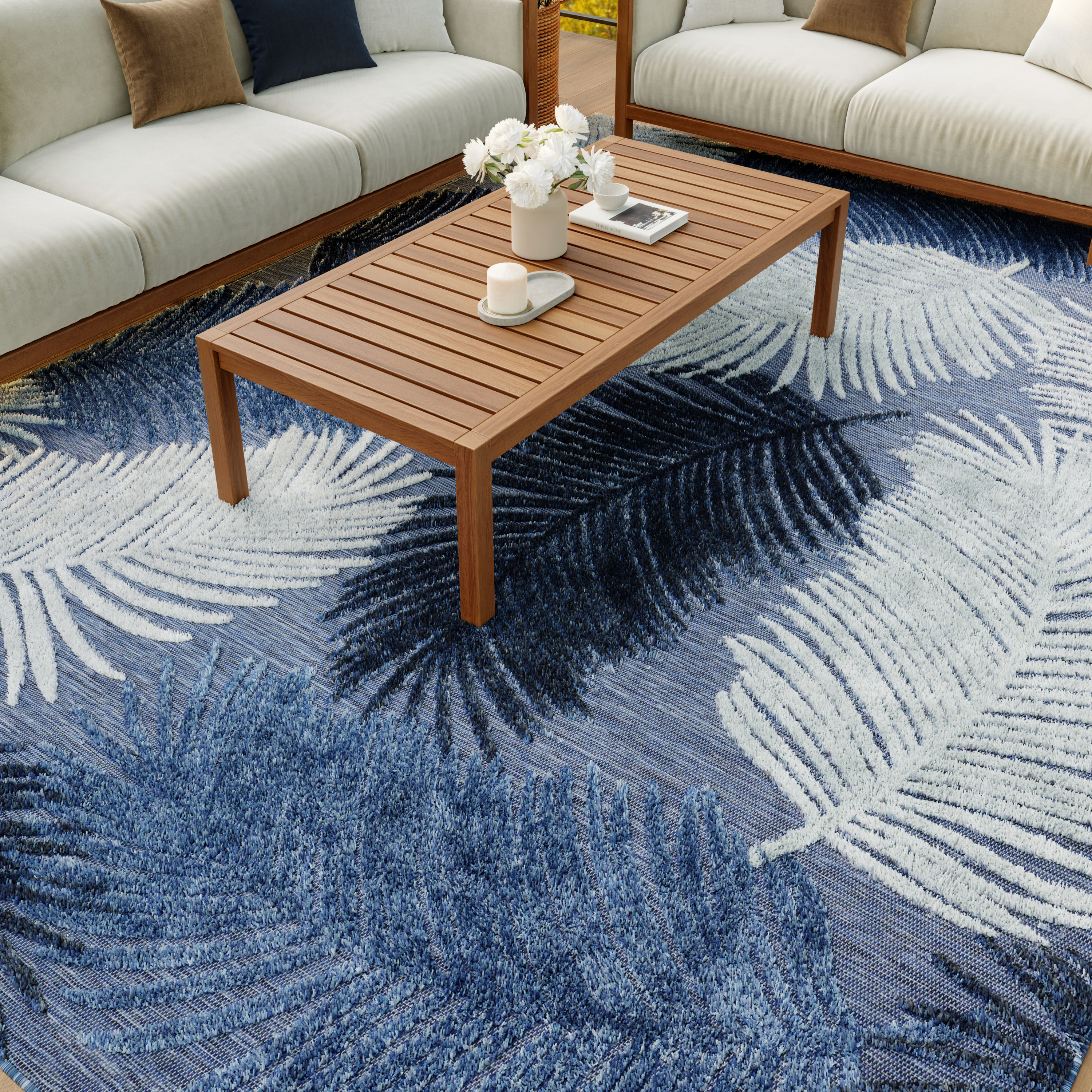 Nourison Suncoast 7'10" x 9'10" Denim Tropical Rug