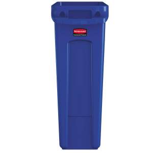 Rubbermaid Commercial, Vented Slim Jim, 23 gal, Resin, Blue, Rectangle, Receptacle