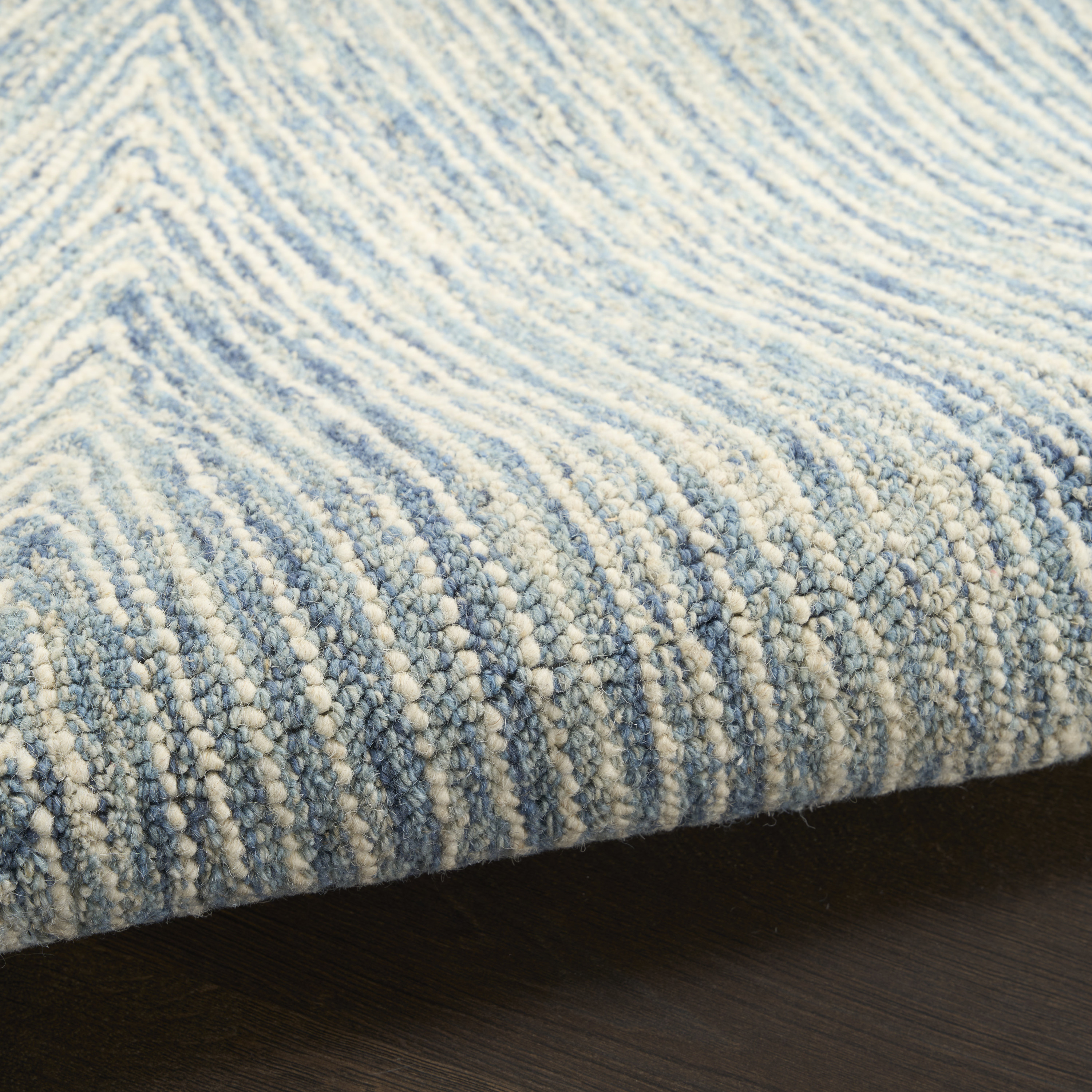 DKNY Pure Angles 2'3" x 7'6" Ivory Blue Modern Indoor Rug