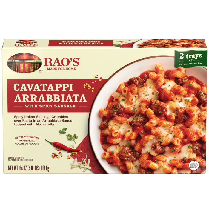 Cavatappi Arrabbiata with Spicy Sausage Frozen Meal, 64 oz
