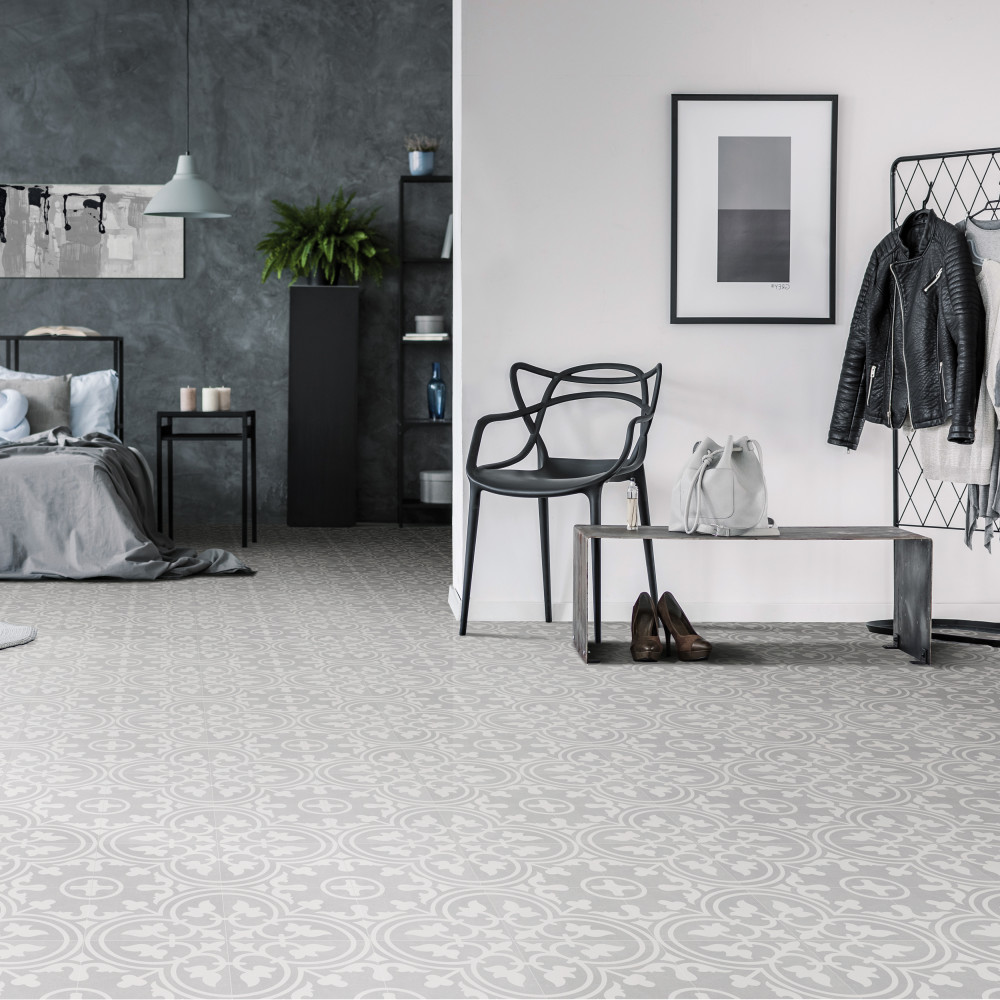 Arte Soft Grey 9-3/4 in. x 9-3/4 in. Porcelain Floor and Wall Tile