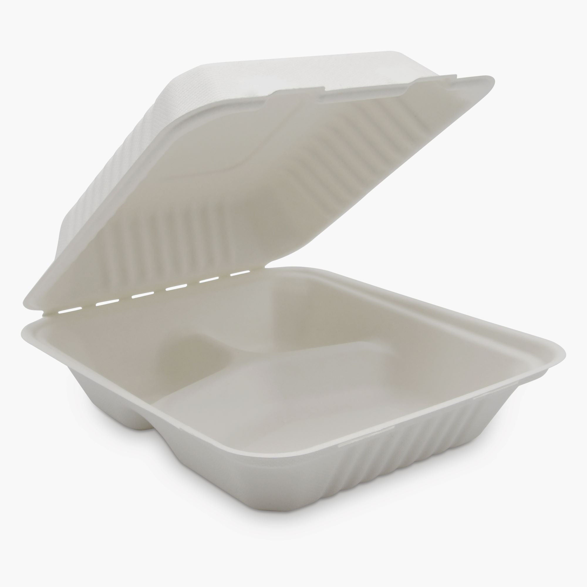 Medd Max LLC CONTAINER, 3-COMPRTMT TAKE OUTFIBER CLAMSHELL WHT 8" (200/C