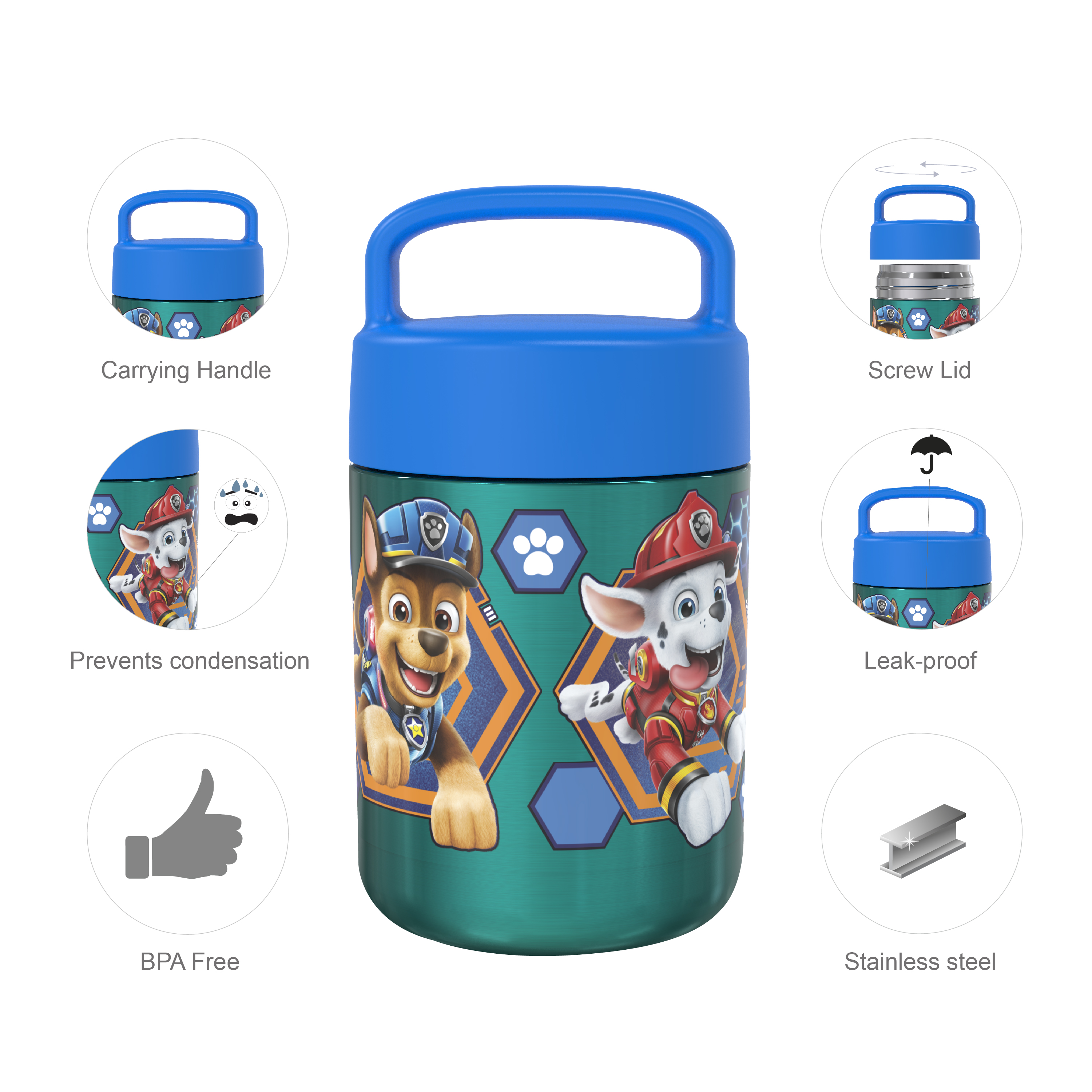 Paw Patrol Movie Reusable Vacuum Insulated Stainless Steel Food Container, Marshall, Chase and Friends slideshow image 11