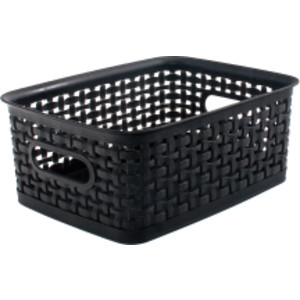 Plastic Weave Bin, Small, Black