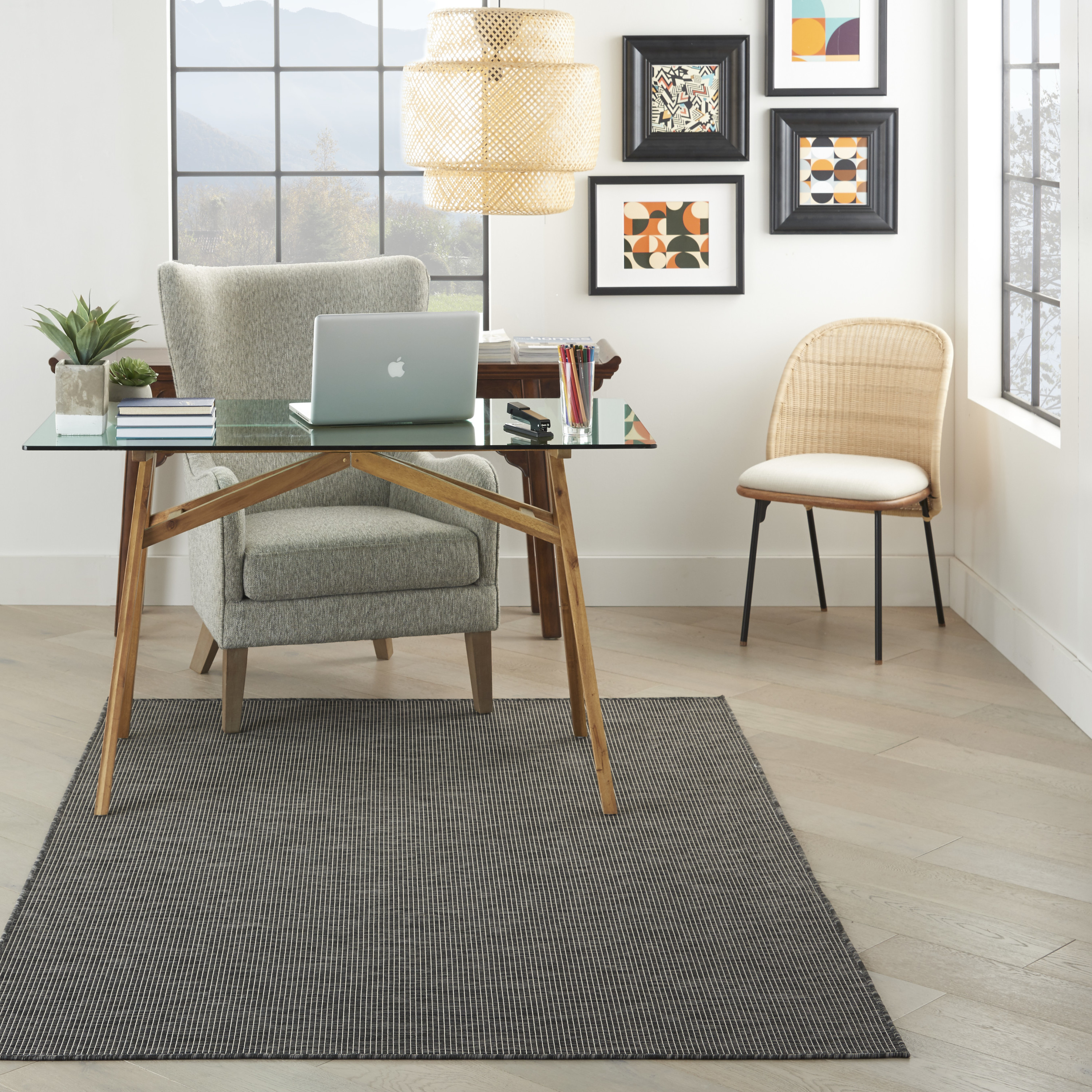 Nourison Positano 4' x 6' Charcoal Modern Rug