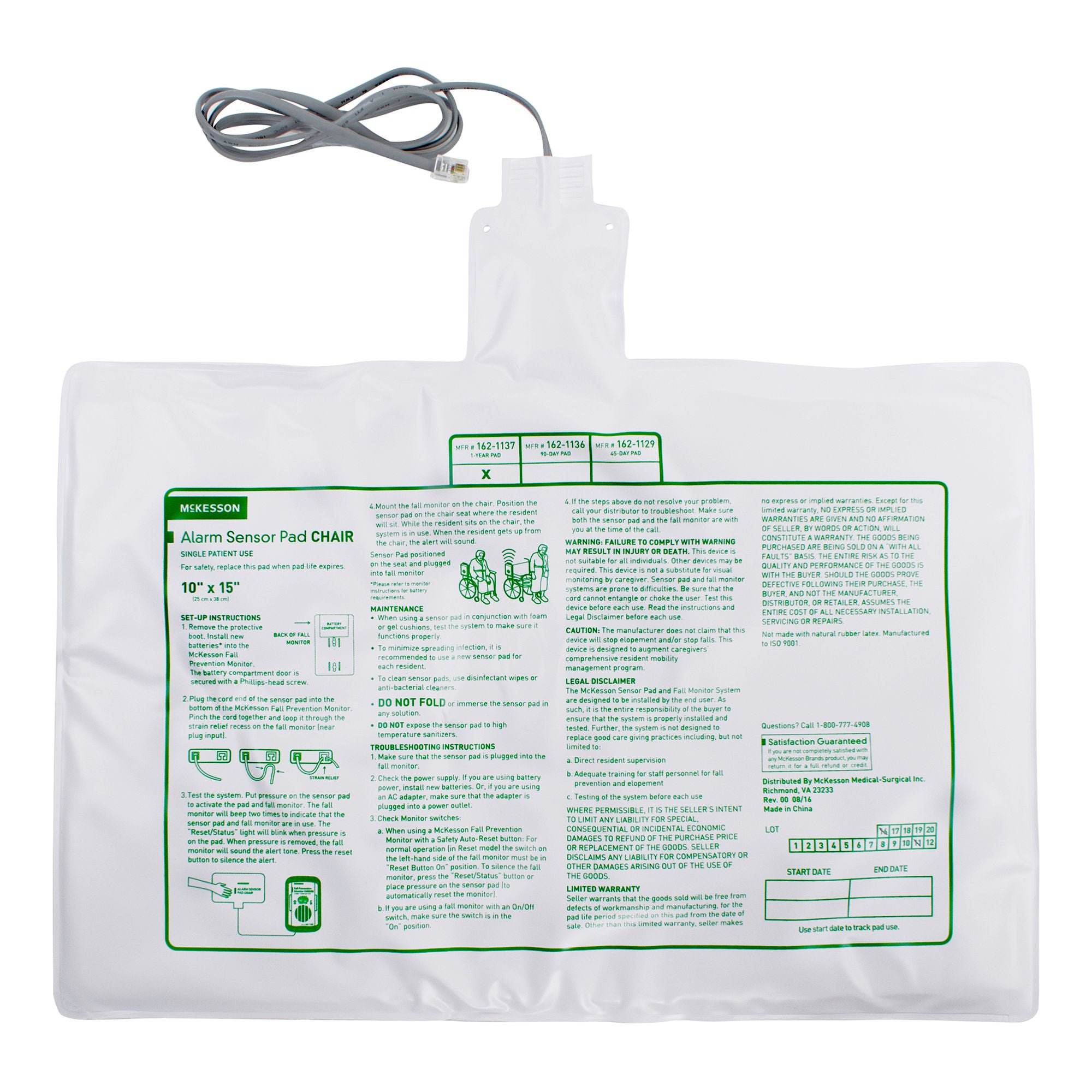 McKesson Chair Alarm Sensor Pad, 10 x 15 Inch