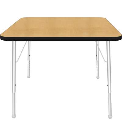 Creative Colors® Activity Table, Square, 36" x 36", Maple Top Color, Black Edge Color, Standard Leg Height, Platinum Silver Legs