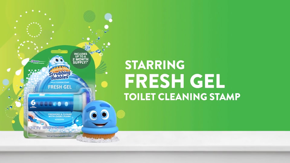 Scrubbing Bubbles Fresh Gel Toilet Cleaning Stamp, Floral Fusion, Dispenser with 6 Gel Stamps, 1