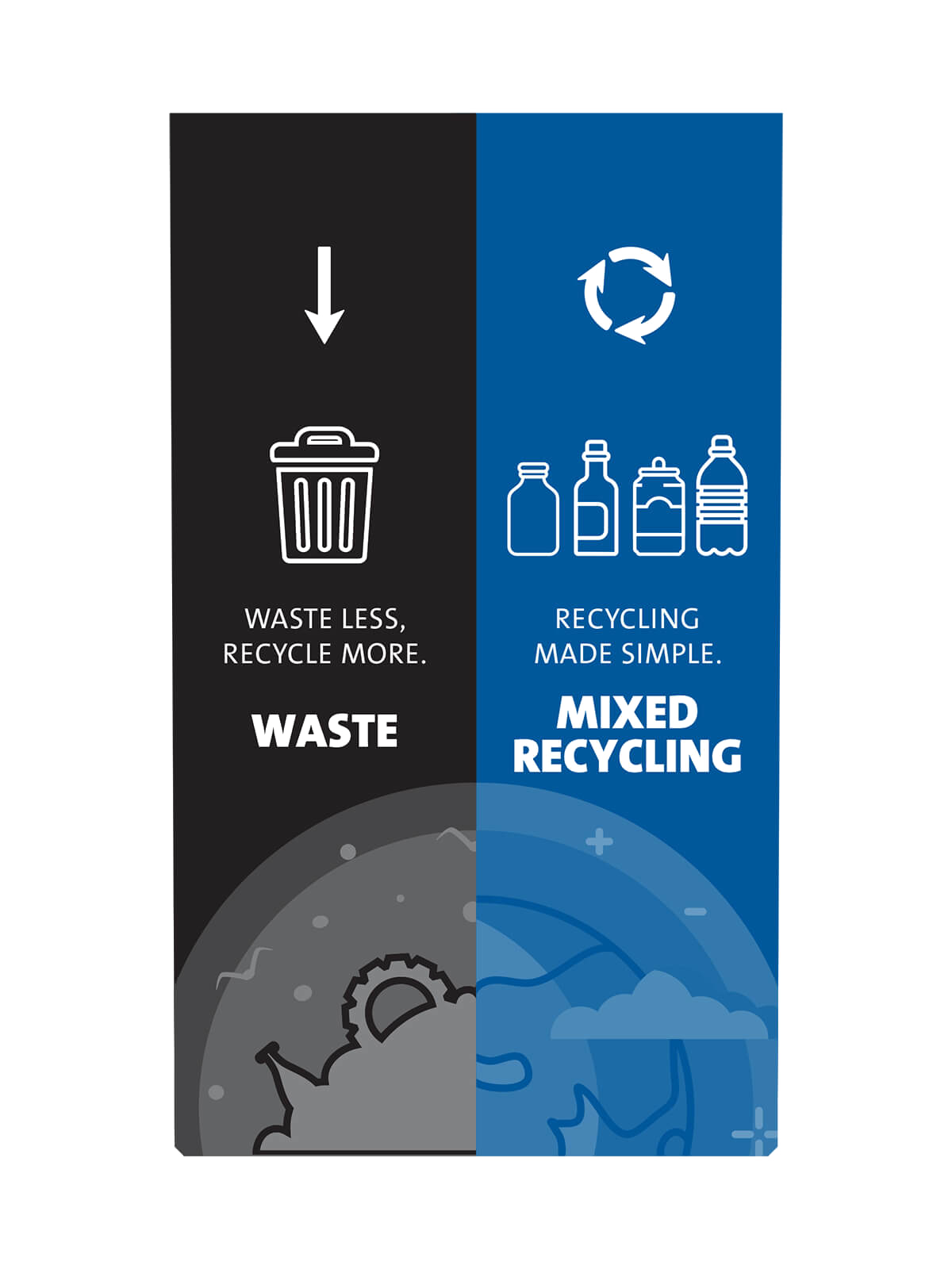 EXPRESSION – Sign – Waste-Mixed Recycling – Black-Blue