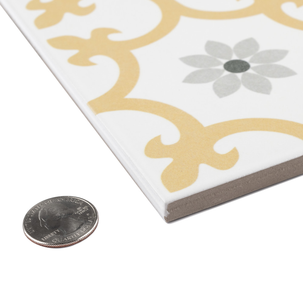 Daria Dandelion 9-3/4 in. x 9-3/4 in. Porcelain Floor and Wall Tile
