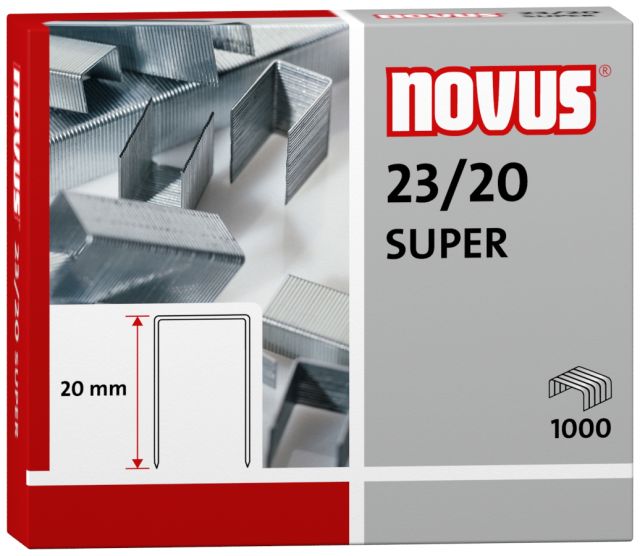 Designed for Novus Staplers, these 23 guage, 20mm length staples ensure smooth, even stapling.
