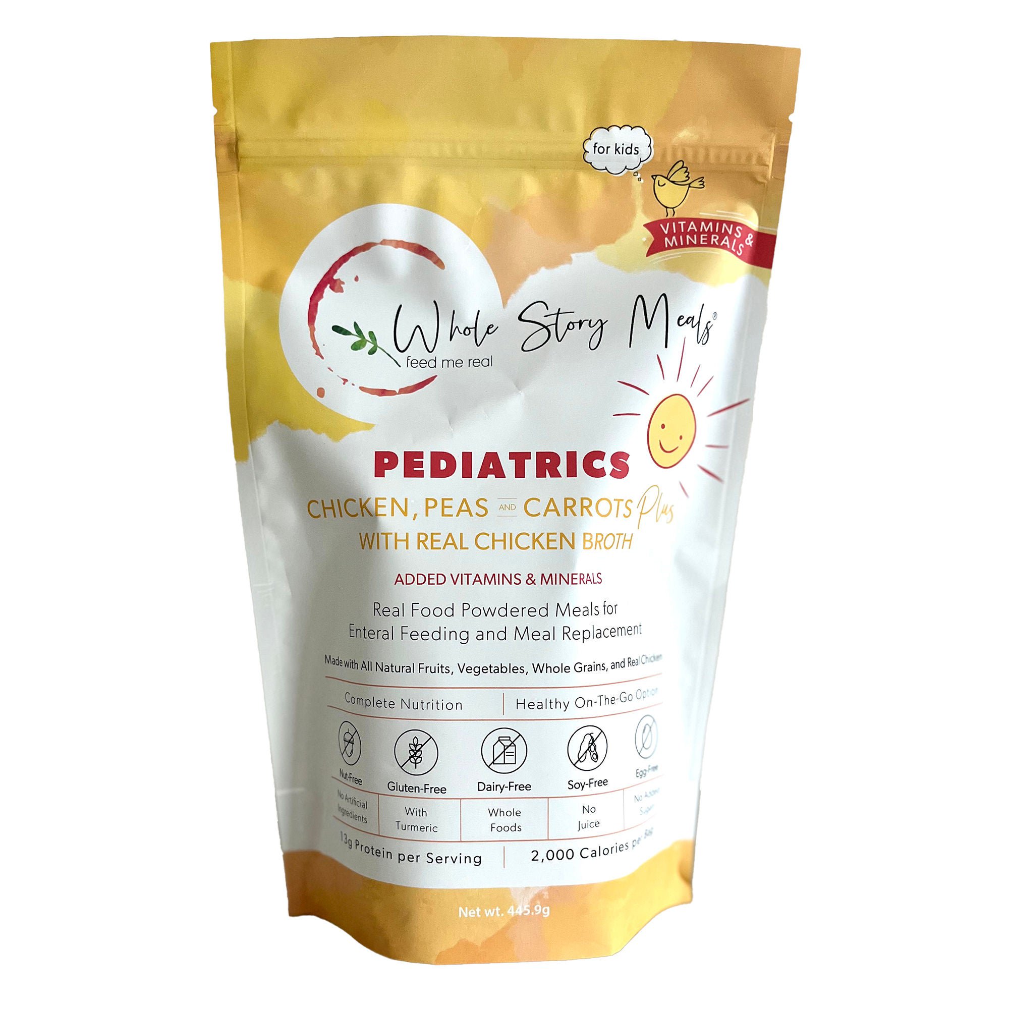 Pediatric Oral Supplement Whole Story Meals Chicken / Peas / Carrots 16 oz. Pouch Powder Protein