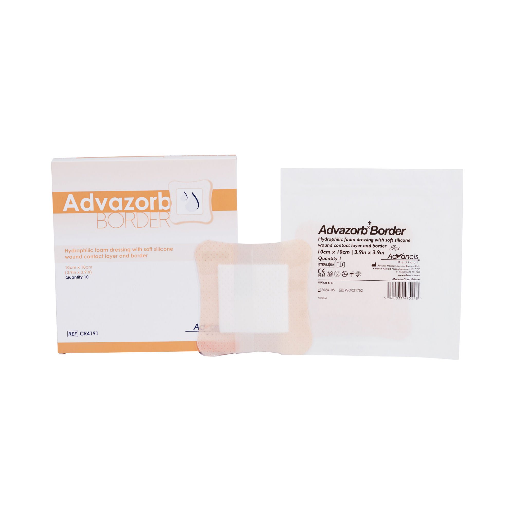 Advazorb Border® Silicone Face and Border, 4 x 4 Inch