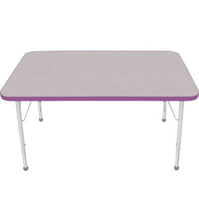Creative Colors® Activity Table, Rectangle, 30" x 48", Gray Nebula Top Color, Purple Edge Color, Standard Leg Height, Platinum S
