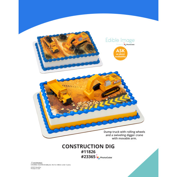 Construction Dig The Magic of Cakes® PhotoCake® Enhanced Background and Icing Page