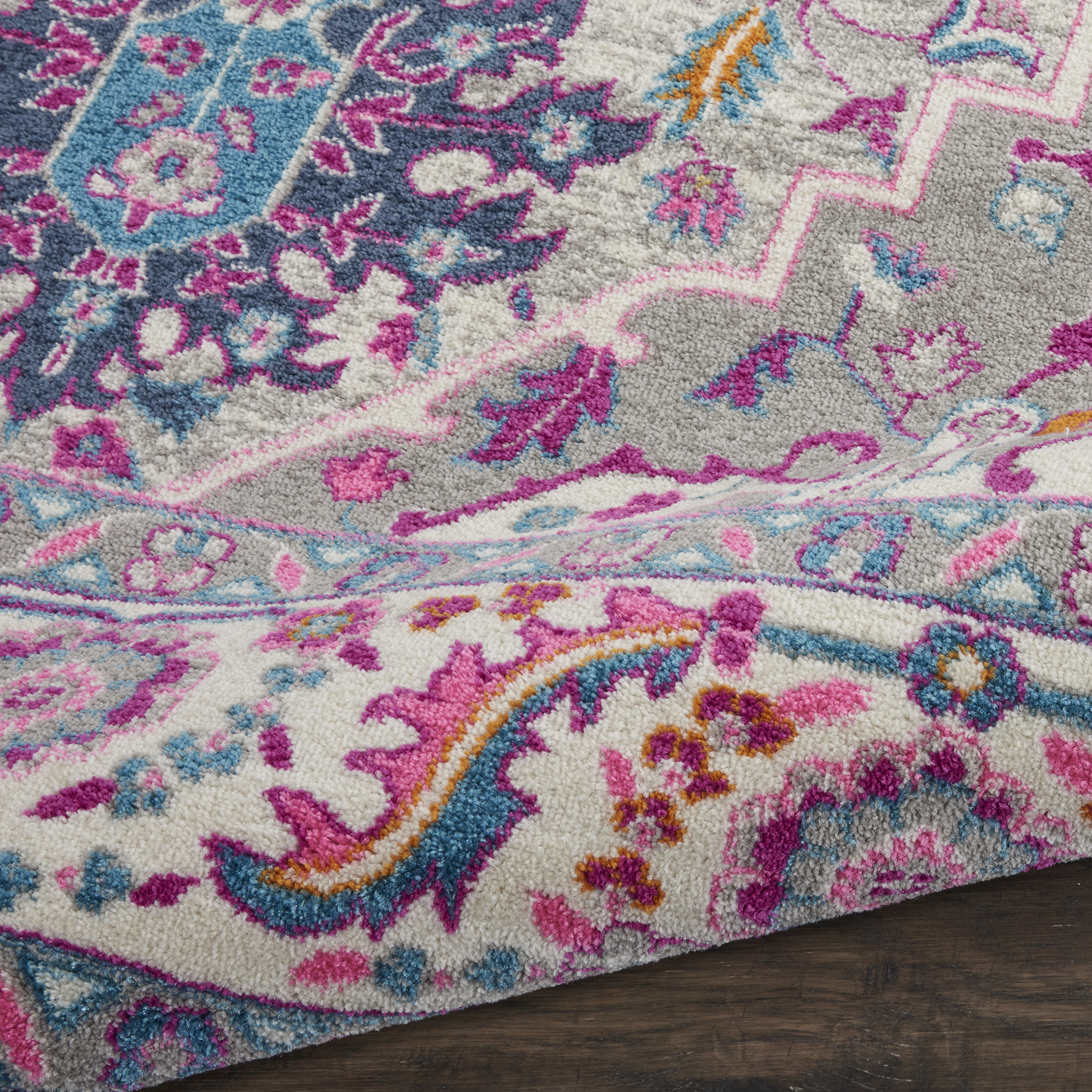 Nourison Passion 6'7" x 9'6" Light Grey Pink Bohemian Indoor Rug