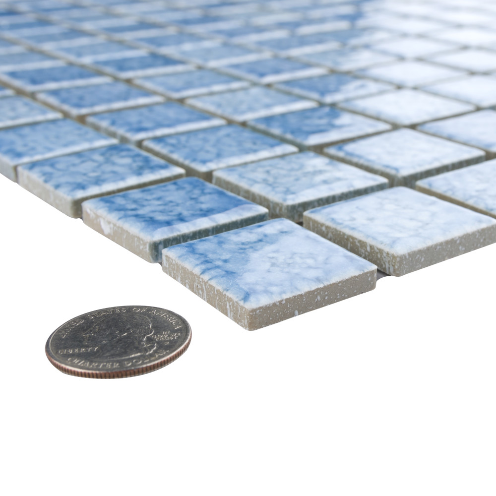Fountain Square Blue 12 in. x 12 in. Porcelain Mosaic Tile