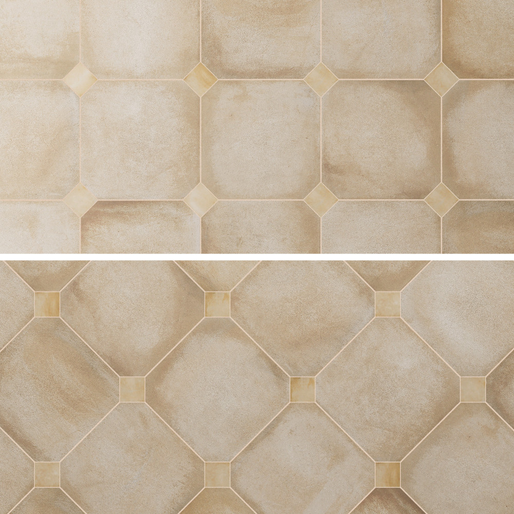 Laverton Octagon Beige with Taco Beige 7-7/8 in. x 7-7/8 in. Porcelain Floor and Wall Tile
